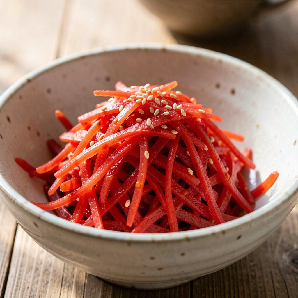 무생채 (Musaengchae) – Spicy Korean Raw Radish Salad